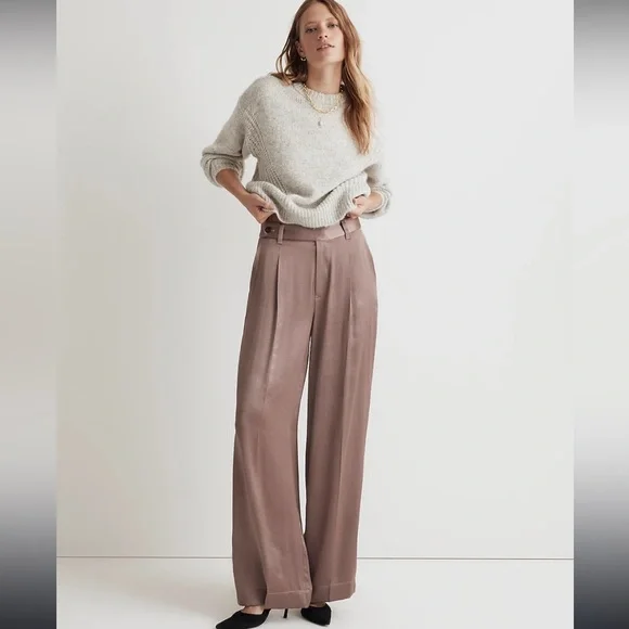 NWT Madewell The Harlow Wide-Leg Pant in Satin